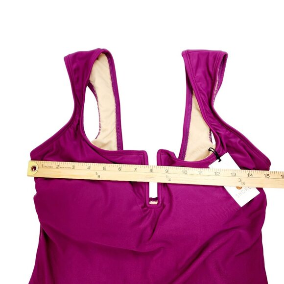 Shade & Shore Purple One-Piece Swimsuit Keyhole Neckline Size L Coverage - Picture 8 of 8